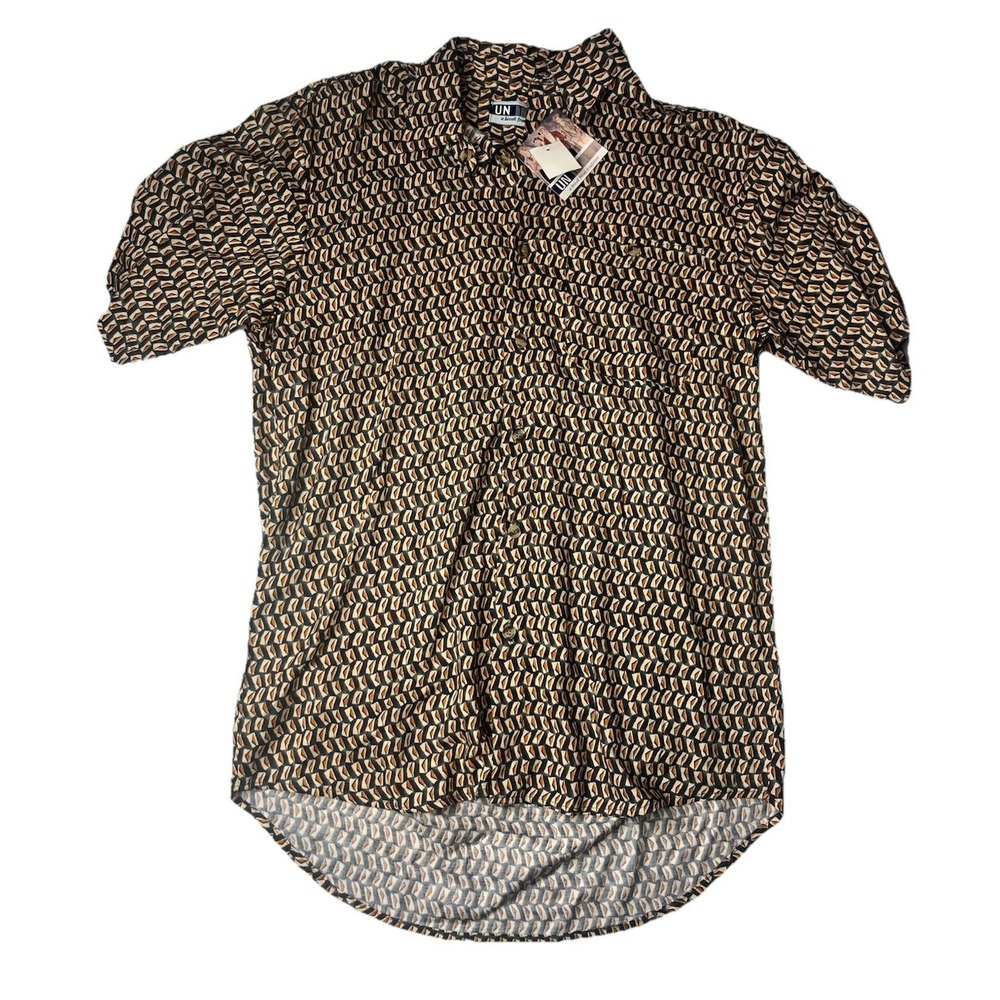 Vtg Untied Men's Button Up Shirt Retro Size‎ Medium NOS Short Sleeve